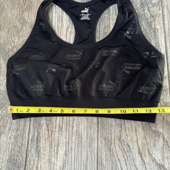 PUMA Support Sports Bra Logo Allover Black Size L - Picture 7 of 8